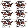 Kit 6 Jogos de Mesa com 4 Cadeiras de Madeira Dobravel 70x70 Ideal para Bar e Restaurante - Imbuia - 1