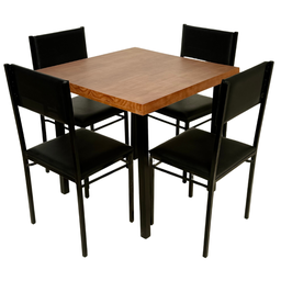 Conjunto de Mesa Jantar 80x80 Ibiza com 4 Cadeiras Preto - 1