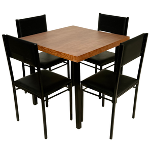 Conjunto de Mesa Jantar 80x80 Ibiza com 4 Cadeiras Preto