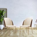 Ver imagem 2 de Cadeira de Jantar Mila Aço Ouro.f Corano Marrom/linho Bege - Nexta Casa