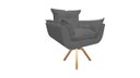Ver imagem 2 de Poltrona Decorativa Opala Base Giratória Suede Cinza Ms Decor