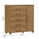 Ver imagem 2 de Cômoda Sapateira 5 Gavetas 1 Porta Ouro Freijó Madeira Pinus - Finestra