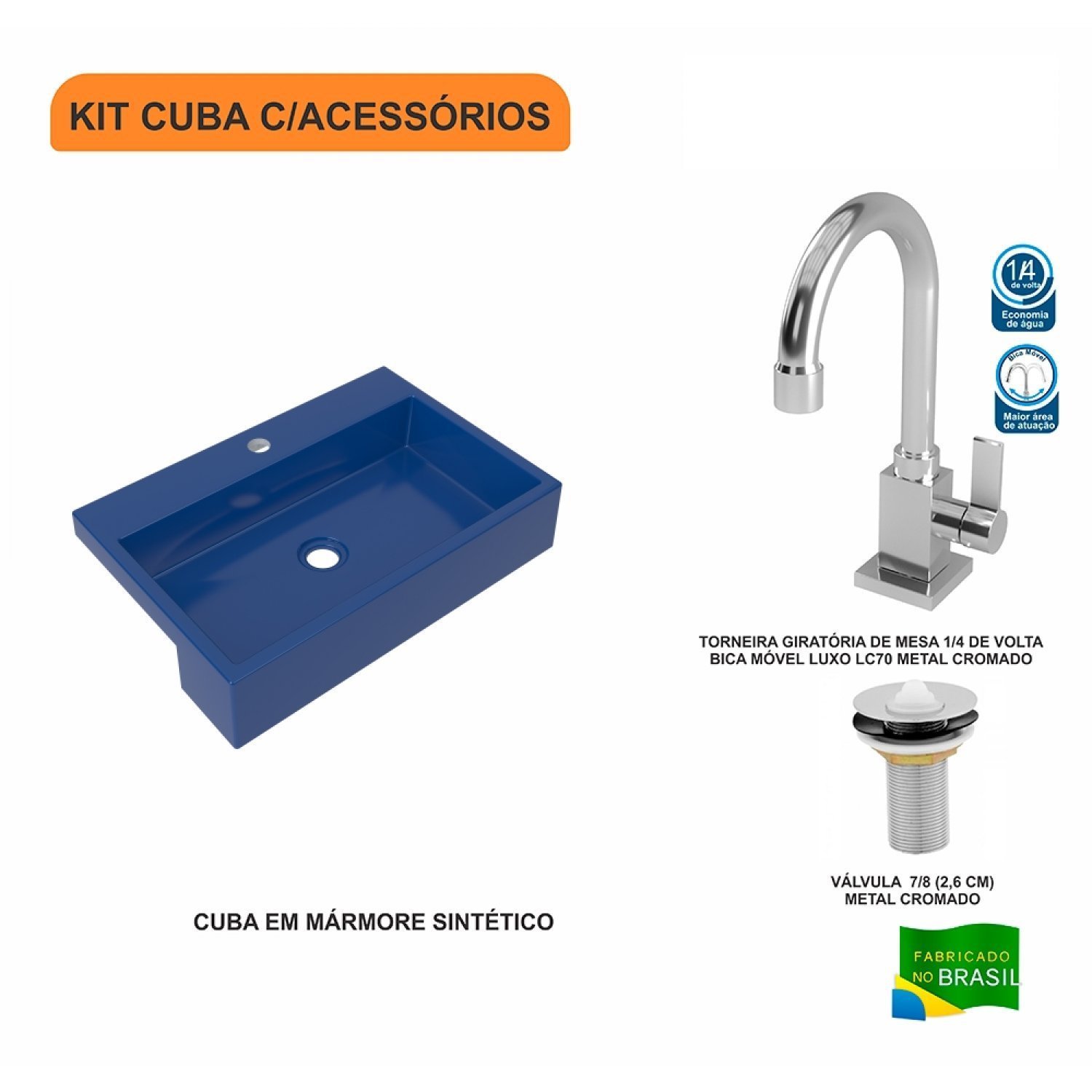 Kit Cuba XRT55 Torneira Luxo 1195 e Válvula 1 Polegada Compace - 3