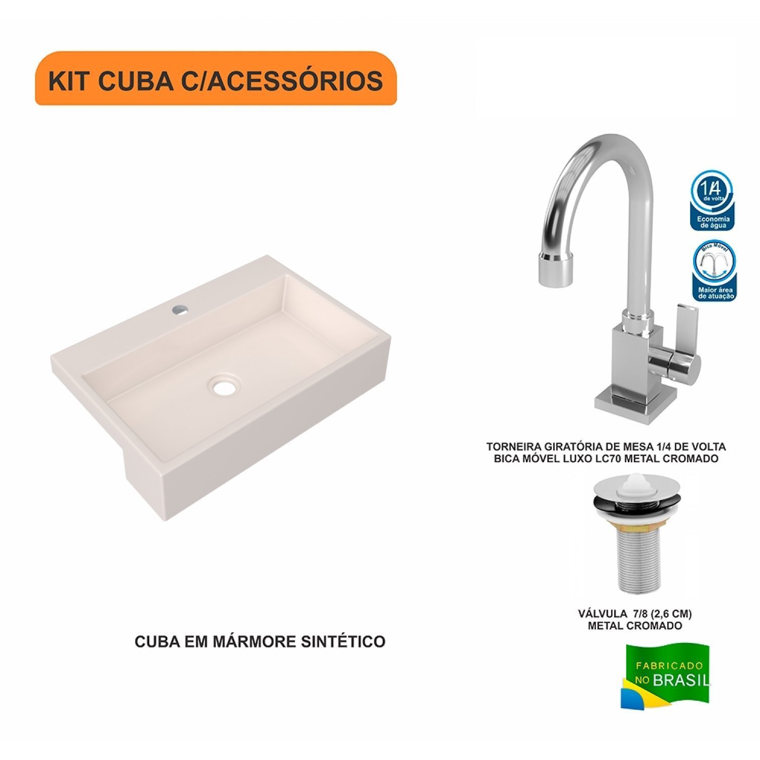 Kit Cuba XRT55 Torneira Luxo 1195 e Válvula 1 Polegada Compace - 3