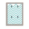 Porta Chaves Decorativo Estampado Luxo Listras Zig Zag Azul e Branco Prata - 1