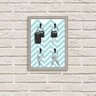 Porta Chaves Decorativo Estampado Luxo Listras Zig Zag Azul e Branco Prata - 2
