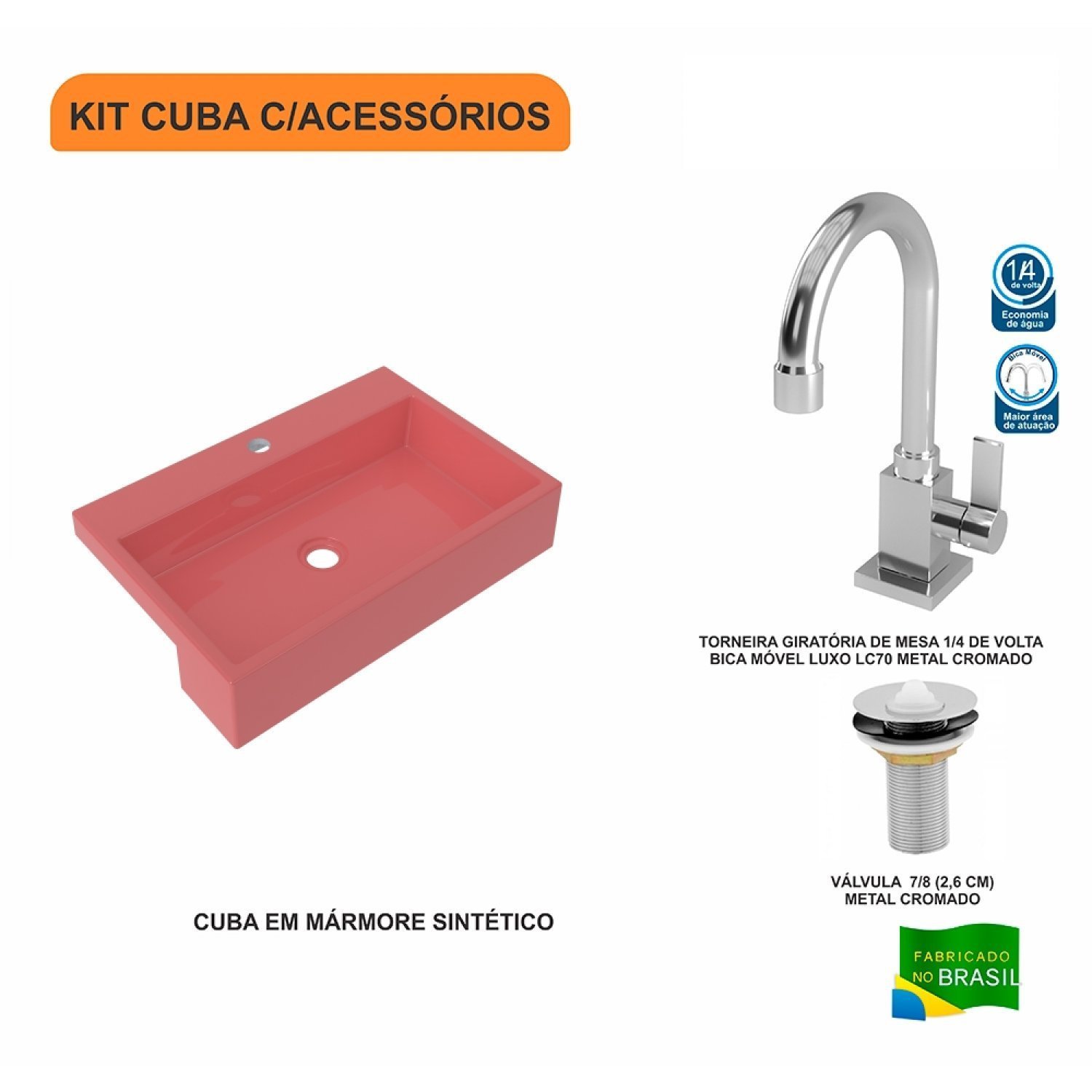 Kit Cuba XRT55 Torneira Luxo 1195 e Válvula 1 Polegada Compace - 3