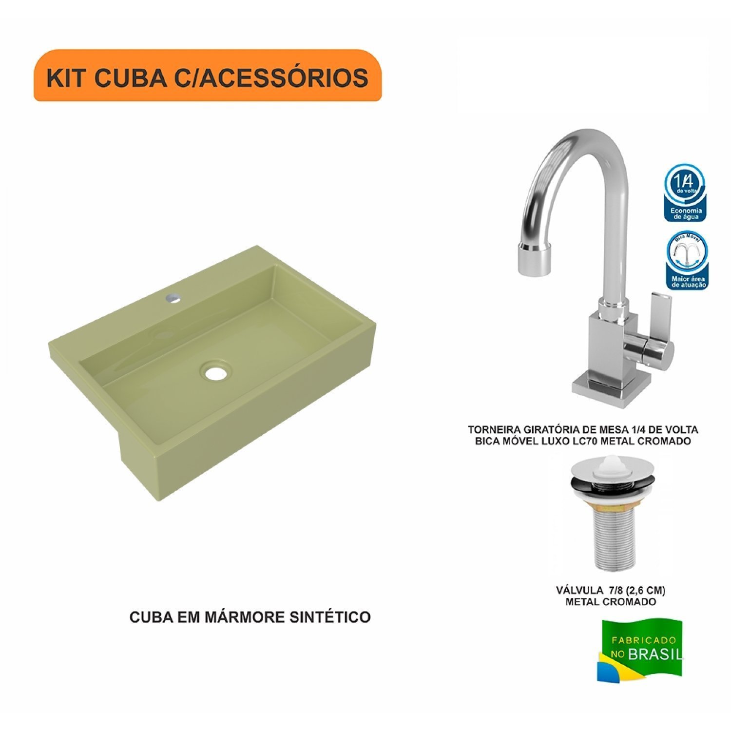 Kit Cuba XRT55 Torneira Luxo 1195 e Válvula 1 Polegada Compace - 3