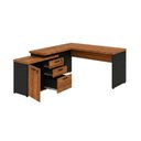 Ver imagem 2 de Mesa Escritório em L1,50x1,50m (Extensível) com Armário Misto (03 Gav) Workstart Nogal Sevilha/Preto