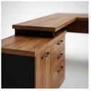 Ver imagem 1 de Mesa Escritório em L1,50x1,50m (Extensível) com Armário Misto (03 Gav) Workstart Nogal Sevilha/Preto