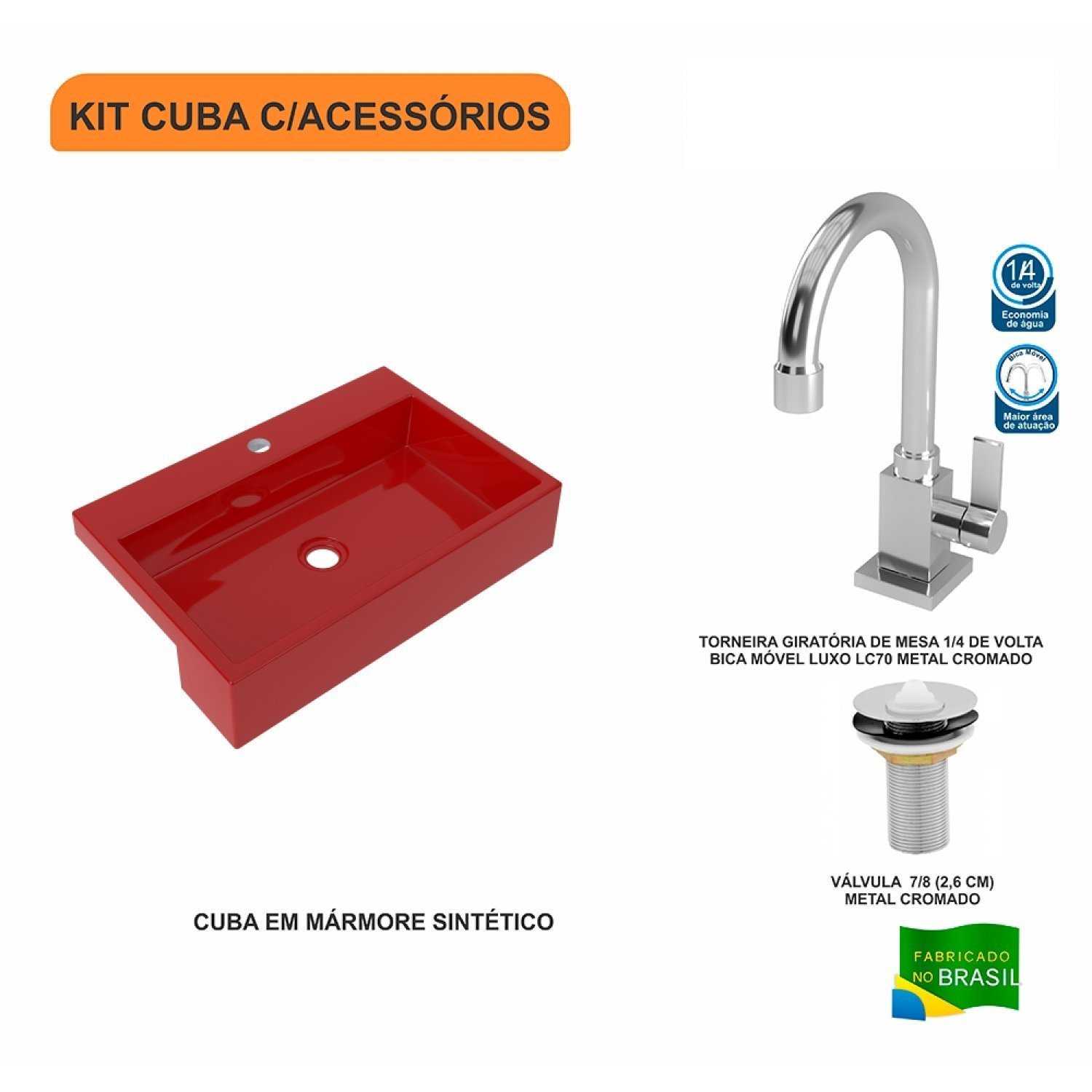 Kit Cuba XRT55 Torneira Luxo 1195 e Válvula 1 Polegada Compace - 3