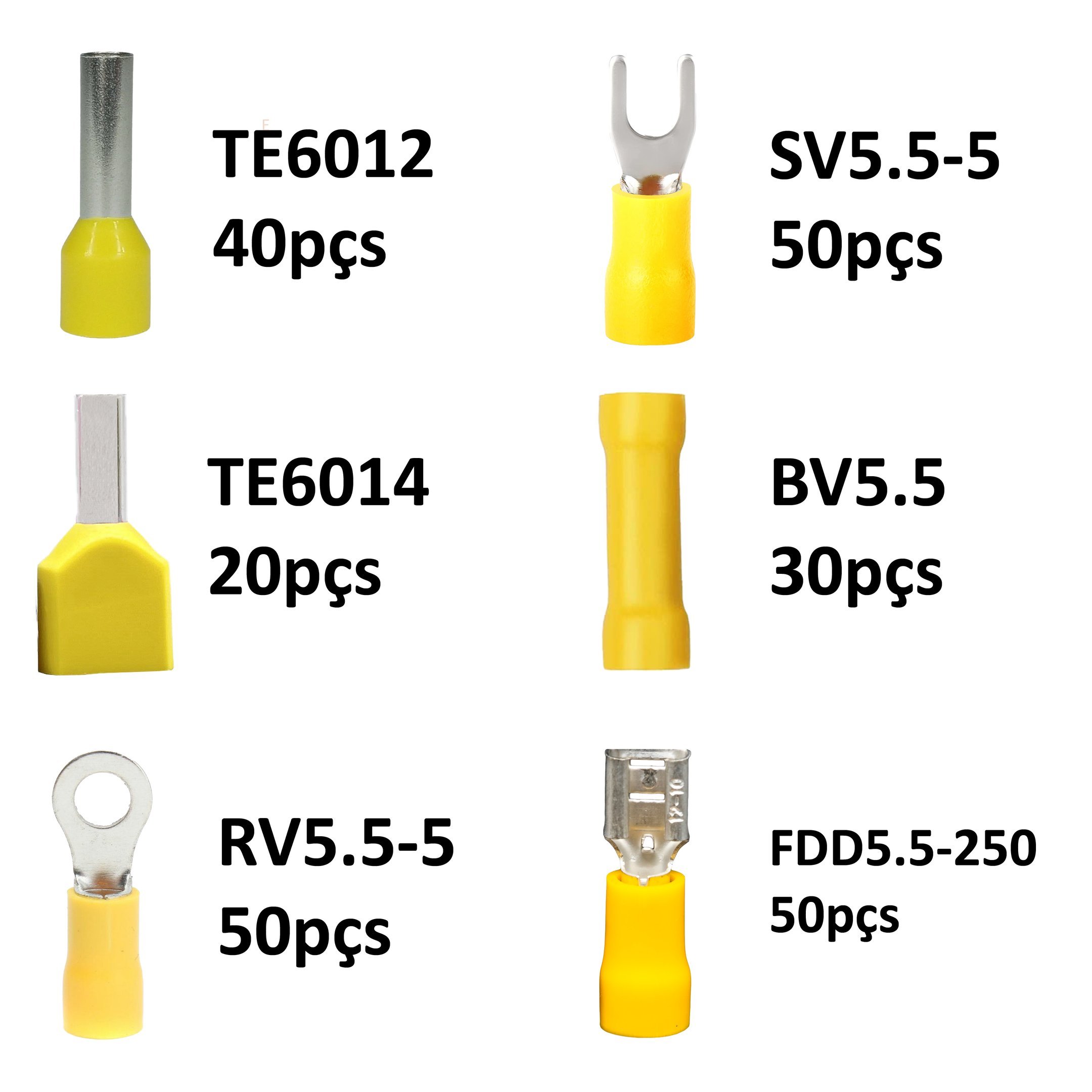 Kit Terminais Elétricos Ilhós Olhal Garfo Fêmea Luva 4 A 6mm - 2