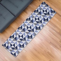 Passadeira Jacquard Antiderrapante Geométrica Azul - 2