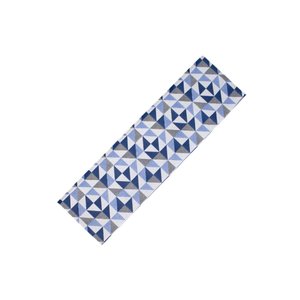 Passadeira Jacquard Antiderrapante Geométrica Azul