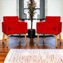 Ver imagem 6 de Kit 6 Poltronas para Recepção Nina Suede Cores Pé Palito 30cm Castanho - Suede