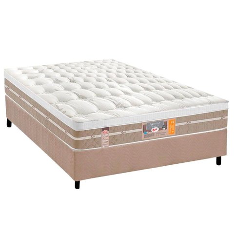 Conjunto Box Casal: Colchão Molas Castor Ensacadas Silver Star Air + Base Crc Suede Clean (138x188)