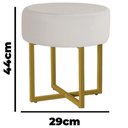 Ver imagem 6 de Kit 2 Puff Redondo Madrid Veludo Pés Metal Reforçado Dourado Veludo Bege