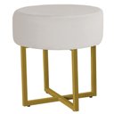 Ver imagem 2 de Kit 2 Puff Redondo Madrid Veludo Pés Metal Reforçado Dourado Veludo Bege