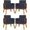 Ver imagem 1 de Kit 4 Poltronas Recepção e Sala Lis Corino e Suede Cores Pé 30cm