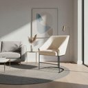 Ver imagem 3 de Kit 4 Poltronas Luxo Alana Linho Bege Base Ferro Preto - Pallazio