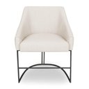 Ver imagem 4 de Kit 4 Poltronas Luxo Alana Linho Bege Base Ferro Preto - Pallazio