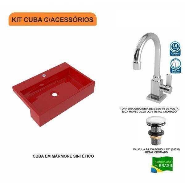 Kit Cuba XRT55 com Torneira Luxo 1195 e Válvula Click 1 1/2 Polegada Compace - 3