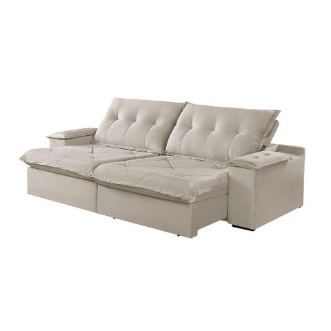 Sofá 4 Lugares Retrátil e Reclinável Martins M-163 Veludo Creme