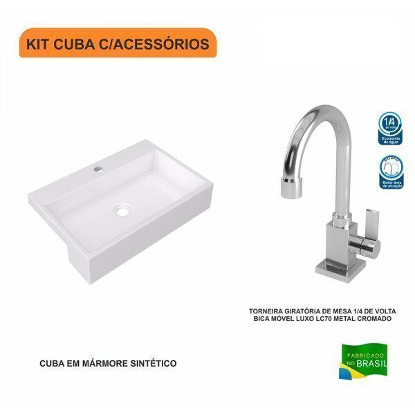 Kit Cuba XRT55 com Torneira Luxo 1195 Metal 1/4 Volta Compace - 3