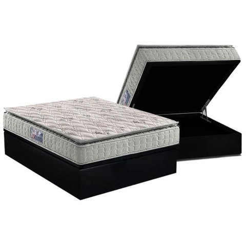 Cama Box Baú Casal: Colchão Espuma D33 Orthosono One Face + Base Crc Suede Black (138x188)