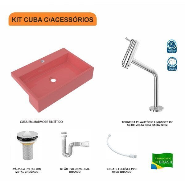 Kit Cuba XRT55 com Torneira Pratika 1060 e Válvula 1" com Sifão PVC e Flexível Compace - 3