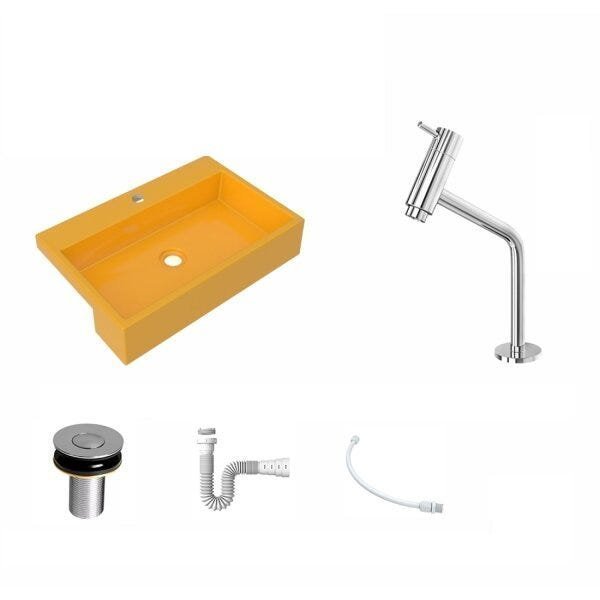 Kit Cuba XRT55 Torneira Pratika 1060 Metal e Válvula Click 1 Polegada B Sifão Flexível PVC Compace - 2