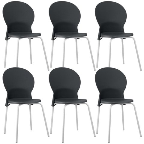 Kit 06 Cadeiras para Sala de Jantar Cozinha Mond F02 Base Aço Branco Preto - Lyam Decor
