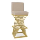 Ver imagem 2 de Banqueta Alta Área Gourmet Cozinha Restaurante Bar Base de Metal Dourado Suede Bege Eli Móveis