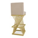 Ver imagem 4 de Banqueta Alta Área Gourmet Cozinha Restaurante Bar Base de Metal Dourado Suede Bege Eli Móveis