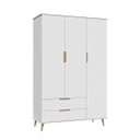 Ver imagem 2 de Guarda Roupa Retro Melinda 3 Portas e 2 Gavetas Branco - Peternella