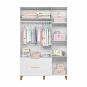 Ver imagem 2 de Guarda Roupa Retro Melinda 3 Portas e 2 Gavetas Branco - Peternella