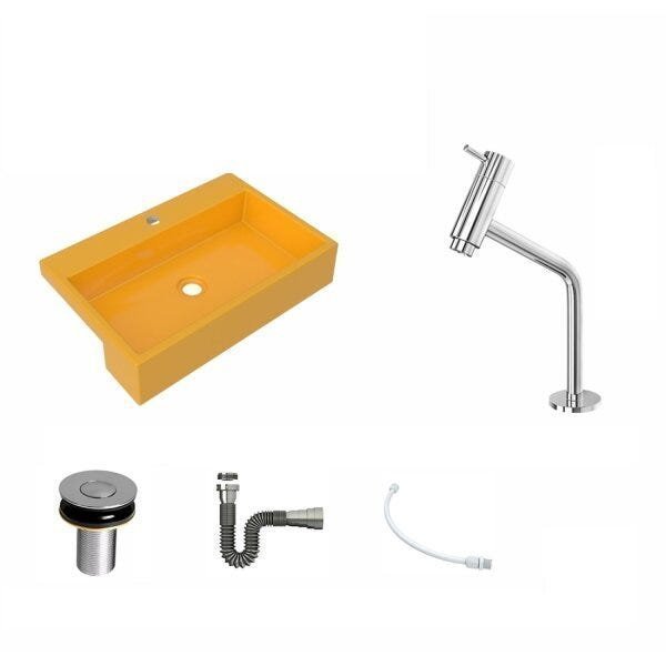 Kit Cuba XRT55 Torneira Pratika 1060 Metal e Válvula Click 1 Polegada B Sifão Flexível Cromado Compa - 2