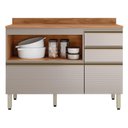 Ver imagem 2 de Balcão Pia Proença 120cm 1 Porta e 4 Gavetas Nogueira Touch/nude Prime Tx com Tampo Mdf - Demartê