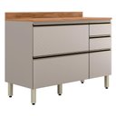 Ver imagem 1 de Balcão Pia Proença 120cm 1 Porta e 4 Gavetas Nogueira Touch/nude Prime Tx com Tampo Mdf - Demartê