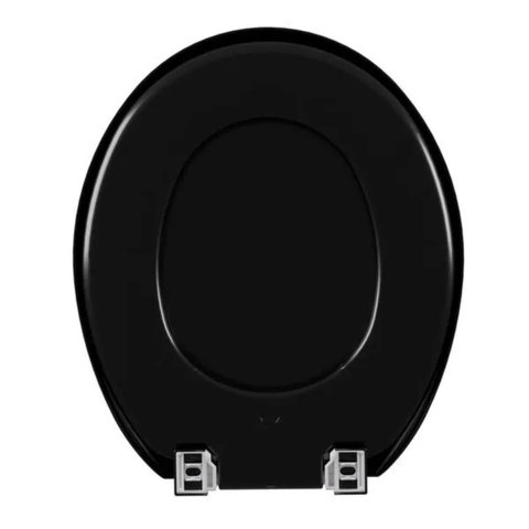 Assento Vaso Sanitário Slim Almofadado Preto + Lixeira Preta 8l com Tampa Click