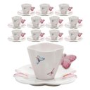 Ver imagem 1 de Jogo 12 Xicaras de Chá Porcelana com Pires Borboletas 200ml Wolff