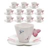 Jogo 12 Xicaras de Chá Porcelana com Pires Borboletas 200ml Wolff - 1