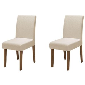 Conjunto com 2 Cadeiras Estofada Sala de Jantar Trieste Siena Cedro / Areia Dobuê Cedro