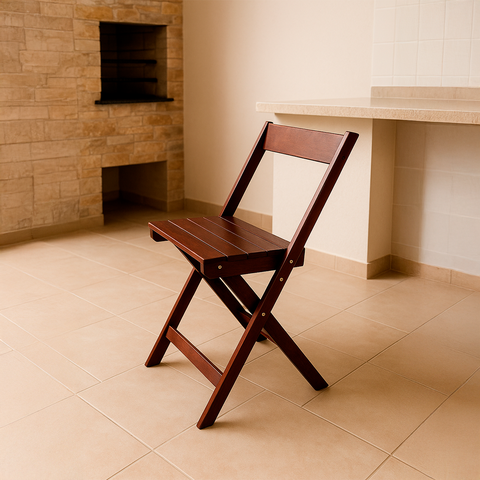 Cadeira Dobrável de Madeira para Área Gourmet Ismalu: Imbuia