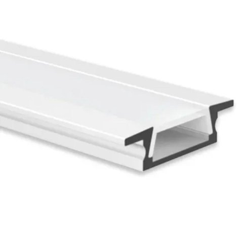Perfil de Embutir 1,7x0,7 Branco 1 Metro Alumínio e Acrílico para Fita de Led Instalação Interna