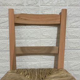 Banqueta de Palha com Encosto de Madeira:sem Pintura - 4