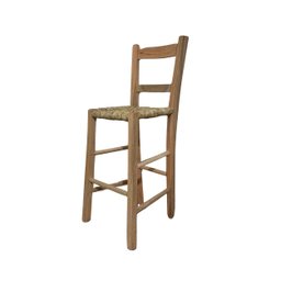 Banqueta de Palha com Encosto de Madeira:sem Pintura - 6