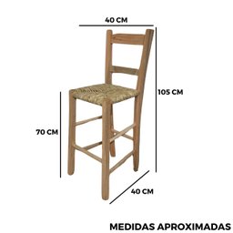 Banqueta de Palha com Encosto de Madeira:sem Pintura - 7