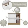 Quarto de Bebê Berço Mini Cama Americano Cômoda com Porta Gabrielle Branca com Bétula Carolina - 6
