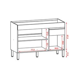 Balcão para Pia Line - Mdf/mdp 3 Portas 2 Gavetas com Divisor de Talheres - Kits Paraná - 4